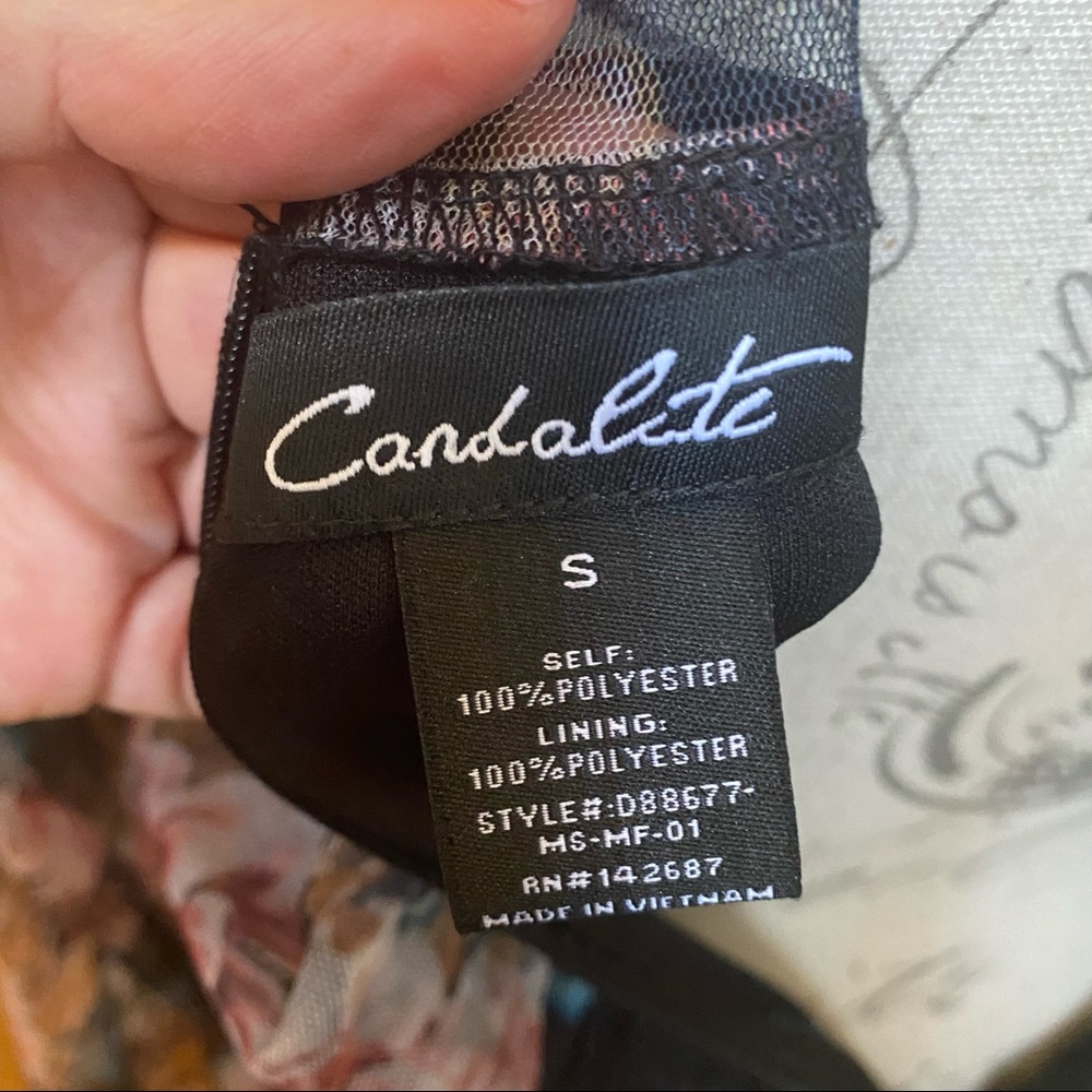NWT’s Candalite sheer sleeve fitted ruched floral dress - Picture 8 of 8